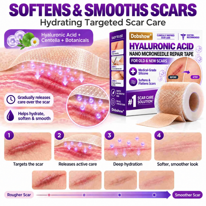 ✅Dobshow®Hyaluronic Acid Nano Microneedle Repair Tape for Surgical, C-Section, Raised & Stubborn Scars🏉