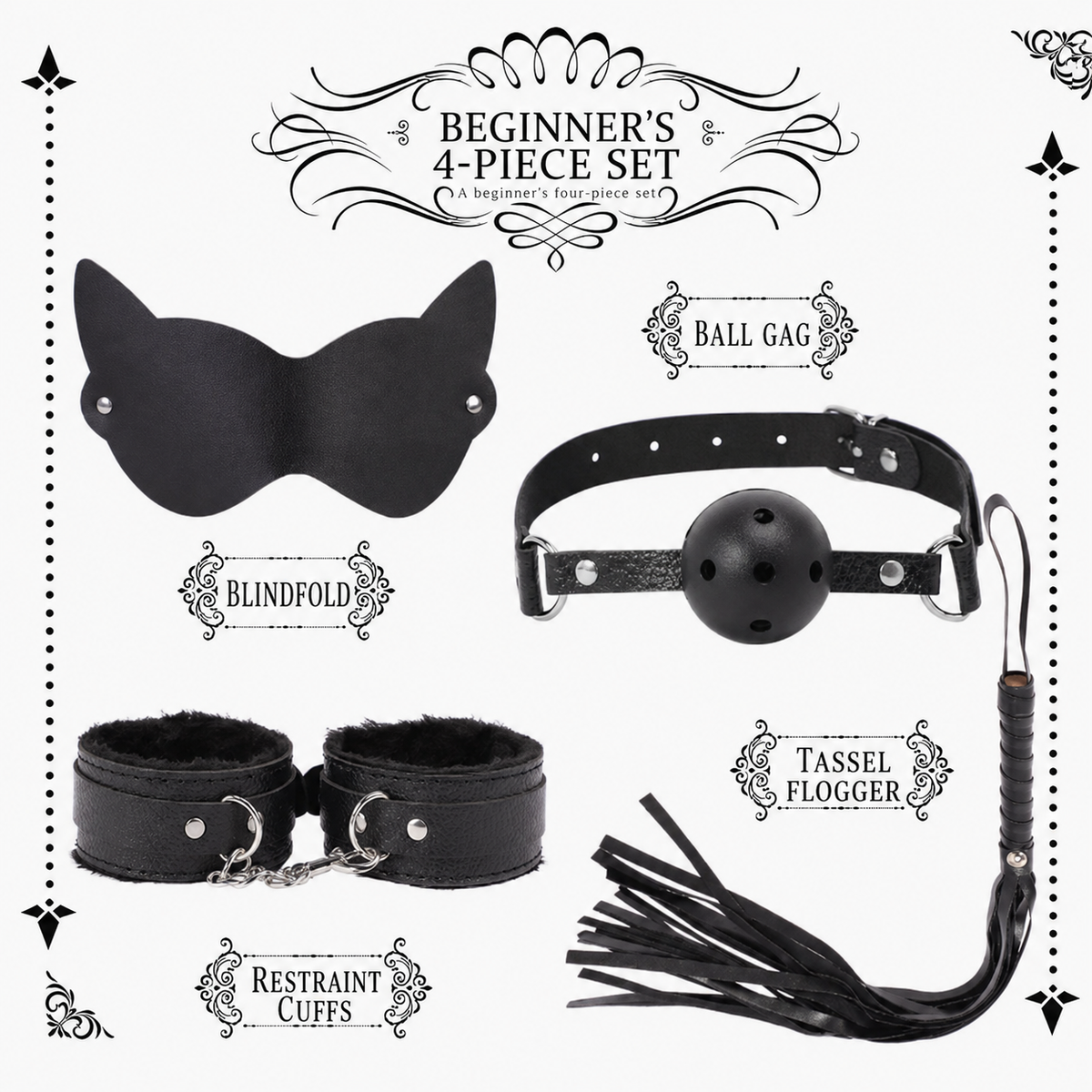 🌙🖤 Dobshow® Midnight Temptation 🎭4-Piece Couples Play Kit 🔥⛓️💋