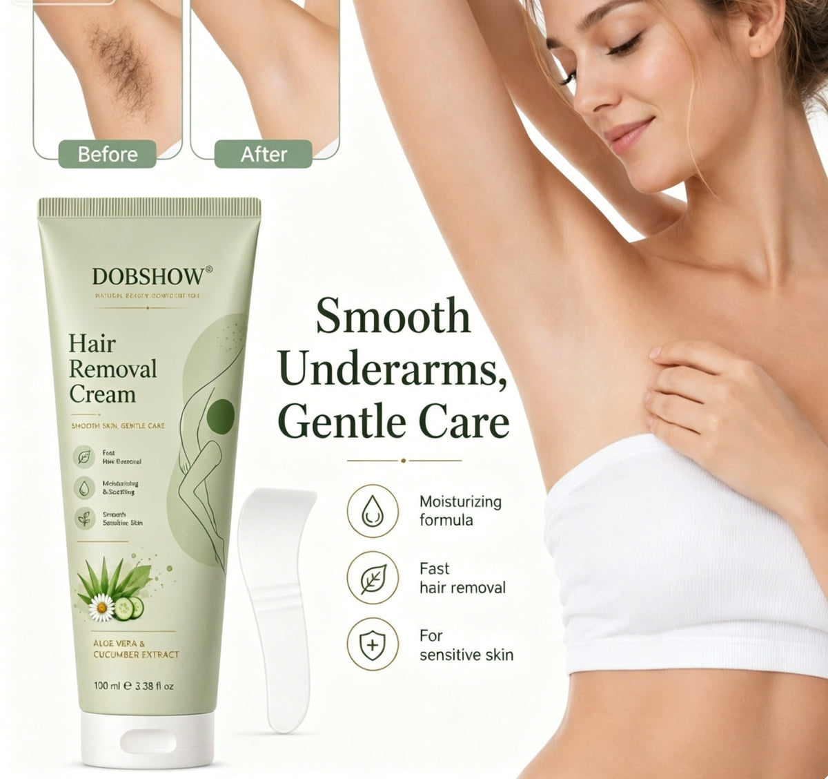 DOBSHOW® 🌿💧 Aloe Vera Hydrating Intimate Hair Removal Cream — Gentle & Irritation-Free ✨🫧