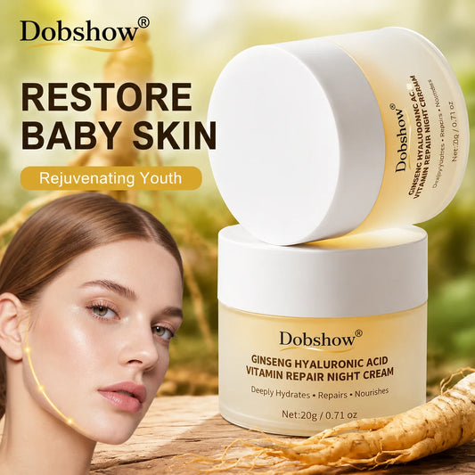 Dobshow®Ginseng & Hyaluronic Acid Night Cream – Hydrating Face Moisturizer with Vitamins for Overnight Nourishment