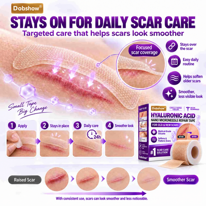 ✅Dobshow®Hyaluronic Acid Nano Microneedle Repair Tape for Surgical, C-Section, Raised & Stubborn Scars🏉
