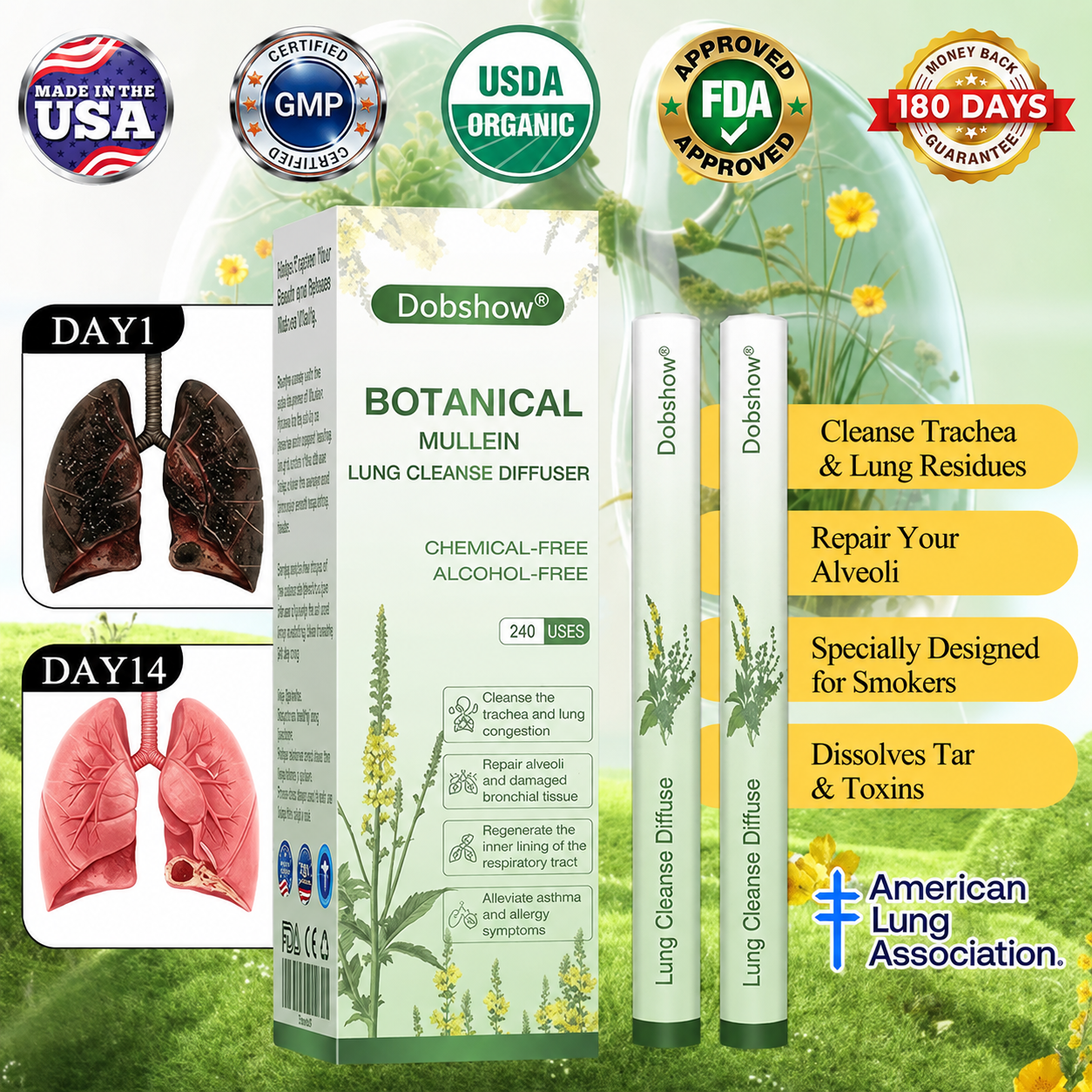 US👨‍⚕️✅ Dobshow® Botanical Mullein Lung Cleanse Diffuser 🌿(🫁Cough, Pharyngitis, shortness of breath, sputum, stuffy nose, bronchitis, bronchitis, allergy symptoms, lung discomfort💝)