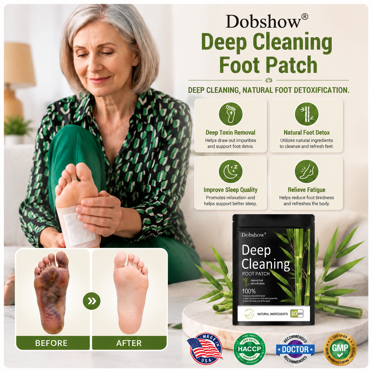 💥 150K+ SOLD 💕 - Dobshow® Bamboo Vinegar Foot Detox Pads