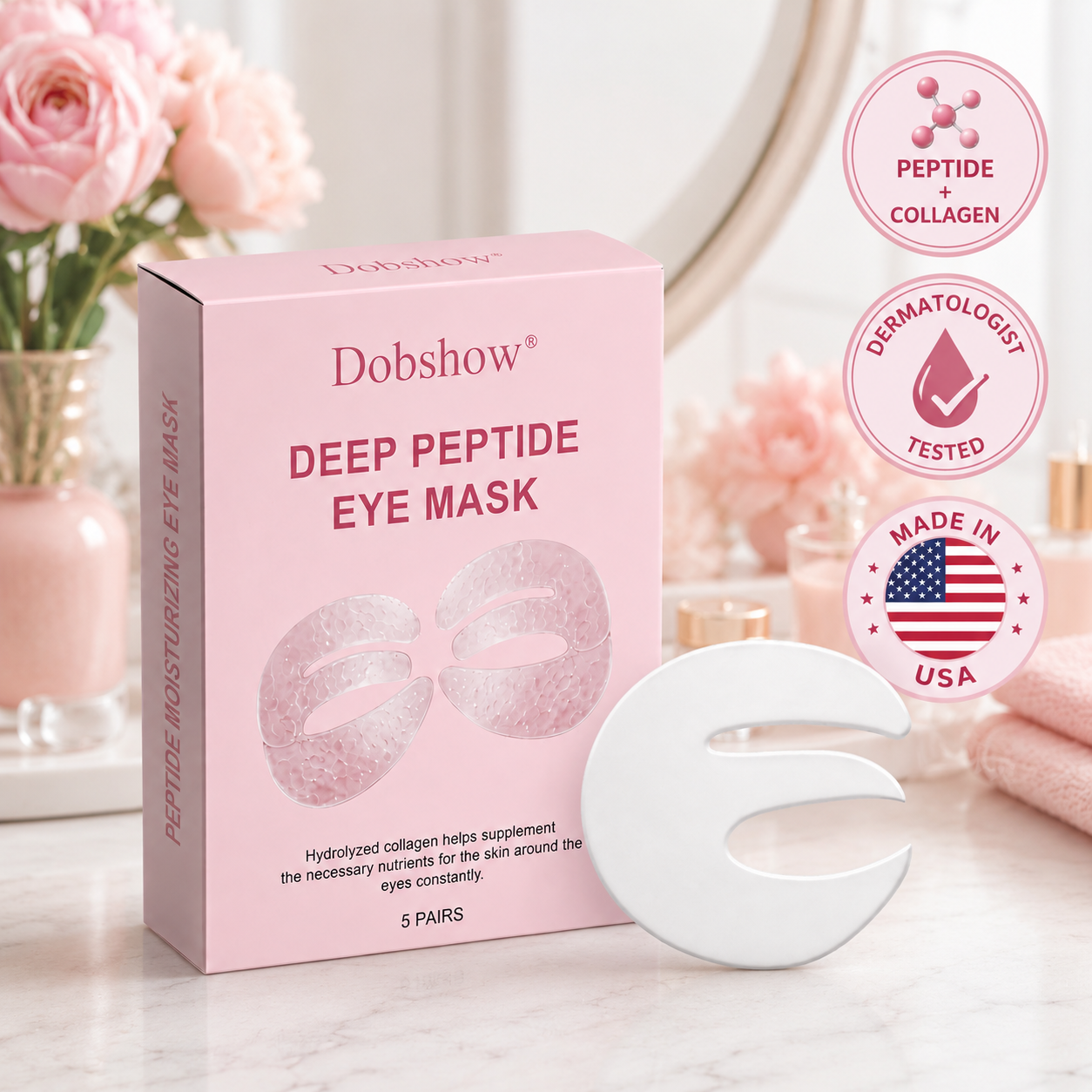 ✅ End Tired-Looking Eyes | Dobshow® Deep Peptide Collagen Eye Mask - ⚡ 30-Min Eye Refresh, Smoother-Looking Skin